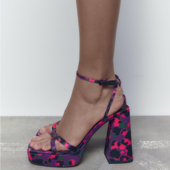 Zara Shoes - NEW Zara Animal Leopard Print Satin Platform Strappy Sandals 2337/010